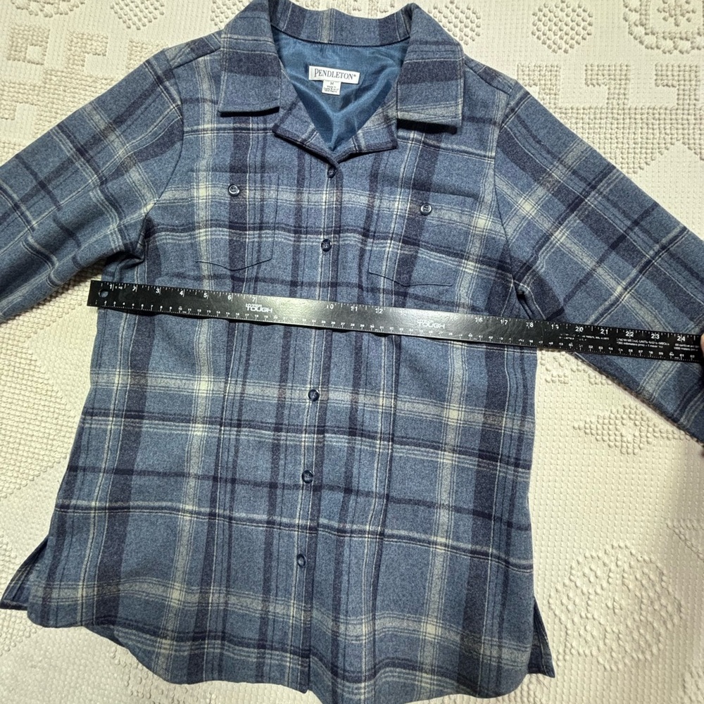 VTG Pendleton Plaid Virgin Wool Button Shirt Outdoor Heritage Style Womens Sz M - Picture 6 of 16